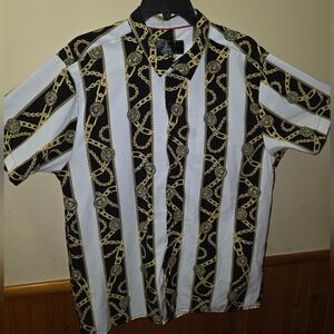 Men's Black and White Chain Pattern Shirt